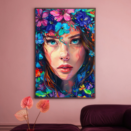 تابلو چهره دخترانه نگاه خیره