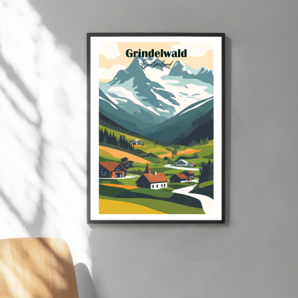 تابلو و پوستر گرافیکی شهر Grindelwald