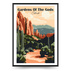 تابلو و پوستر گرافیکی منظره پارک طبیعی Garden of the Gods