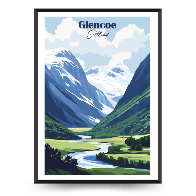 glencoe-scotland-graphic-wallart (1) تابلو و پوستر گرافیکی منطقه Glencoe اسکاتلند