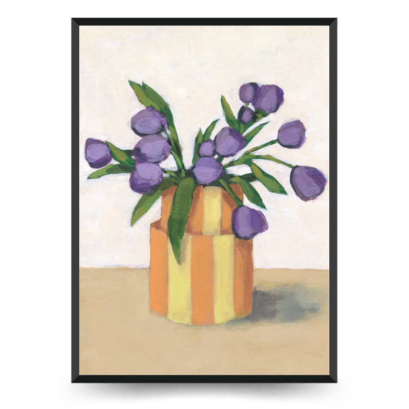 purple-flowers-fantasy-wall-art (1) تابلو و پوستر گلدان فانتزی طرح گلهای بنفش