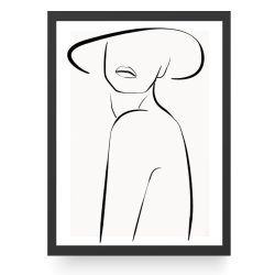 تابلو دکوراتیو مینیمال مدل دختر کلاه دار