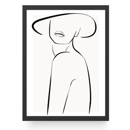 تابلو دکوراتیو مینیمال مدل دختر کلاه دار
